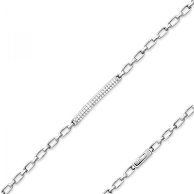 Sterling silver bracelet with CZ bar