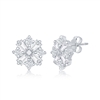 sterling silver round & baguette cz stud earrings