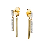 front to back 10k yellow gold diamond dangle earrings