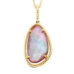 yellow gold plated rose quartz & mother of pearl necklace