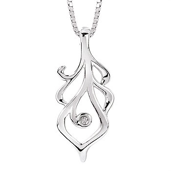 Diva Diamonds Feather Necklace Sterling Silver & Diamond