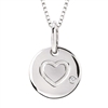 sterling silver & diamond heart disk necklace