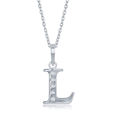 sterling silver & diamond initial L necklace