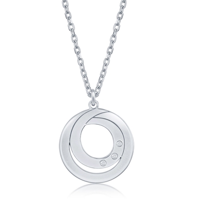 sterling silver double swirl diamond necklace