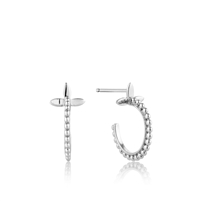 Ania Haie modern minimalism modern beaded silver hoop earrings