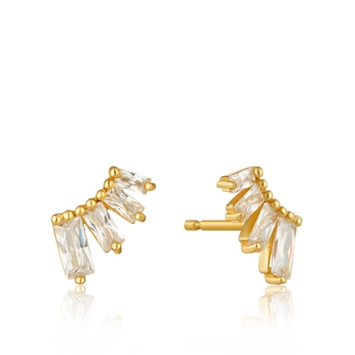 Ania Haie glow getter gold plated glow bar cz stud earrings