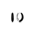 Ania Haie bright future raven black enamel sterling silver sleek huggie hoop earrings