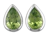 14k white gold bezel set pear shaped peridot stud earrings