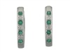 14k white gold diamond & emerald hoop earrings