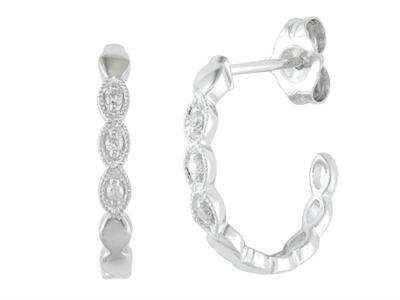 14k white gold diamond hoop earrings