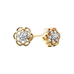 10k yellow gold diamond flower earrings