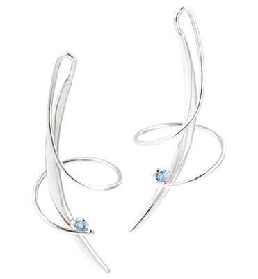 Frederic Duclos sterling silver blue topaz swirl earrings