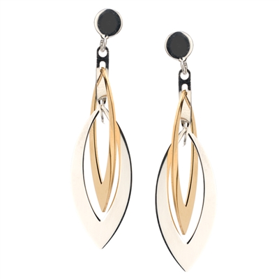 Frederic Duclos sterling silver & yellow gold plated marquise earrings