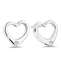 sterling silver & diamond heart earrings