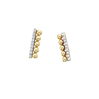 10k two tone white & yellow gold diamond bar earrings