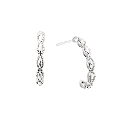 10k white gold milgrain edge hoop earrings