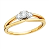 14k yellow gold 3 stone diamond engagement ring with guard band