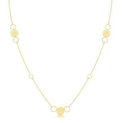 sterling silver gold plated circle long necklace