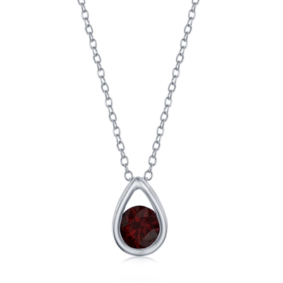 sterling silver pear shaped garnet necklace