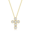 gold plated cz cross necklace