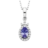 14k white gold diamond & tanzanite necklace