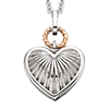 sterling silver & rose gold plated captured heart engraved necklace