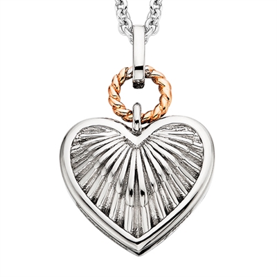 sterling silver & rose gold plated captured heart engraved necklace