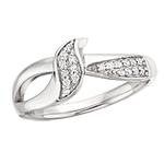 10k white gold diamond leaf ring