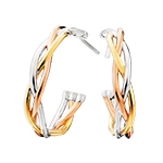 sterling silver with yellow & rose gold overlay braided hoop earrings