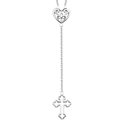 sterling silver cross lariat necklace