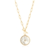 Ania Haie hidden gems gold mother of pearl t-bar necklace