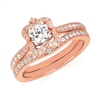 14k rose gold diamond engagement ring & wedding band