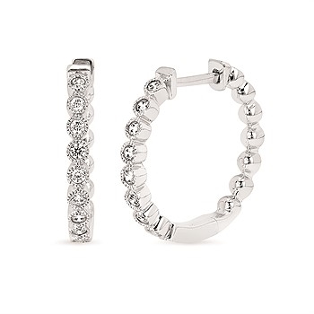 14k white gold diamond hoop earrings