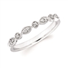 14k white gold teardrop & round diamond stackable band with millgrain edging