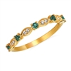 14k yellow gold diamond and emerald stackable ring