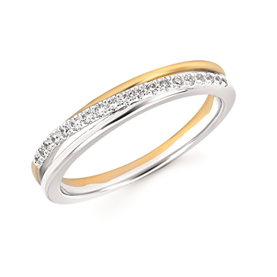 14k white & yellow two tone diamond fashion band