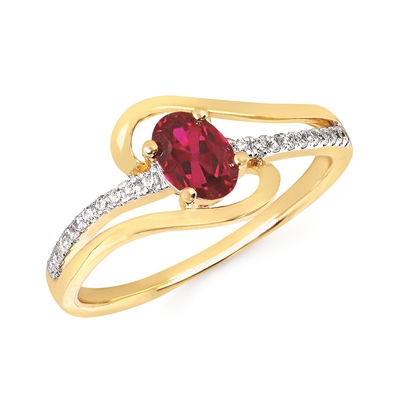 14k white & yellow gold two tone genuine ruby & diamond ring