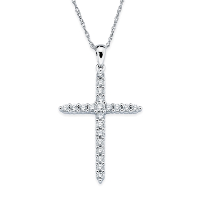 White Gold & Diamond Cross Necklace