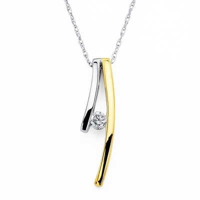14k white & yellow two toned gold ladder diamond necklace