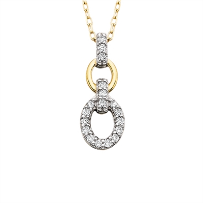 10k yellow & white gold diamond link necklace