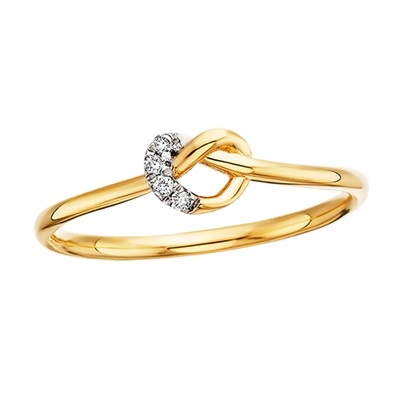 10k yellow gold & diamond love knots ring