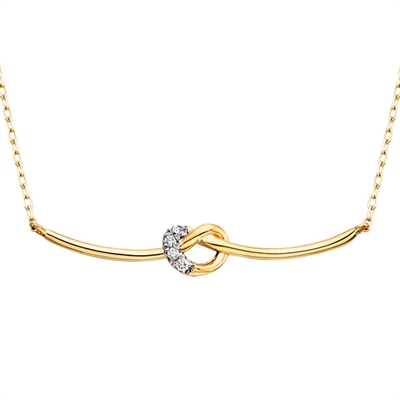 10k yellow gold & diamond love knot necklace