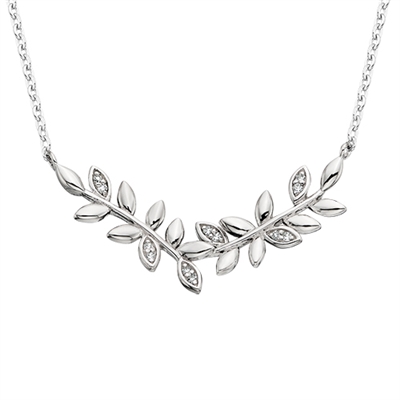 sterling silver & diamond vine necklace