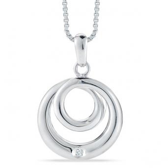 Stefano Bruni designs effortless elegance circle spiral sterling silver & diamond pendant