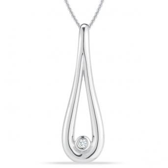 Stefano Bruni Designs glamorous expressions sterling silver & diamond teardrop pendant