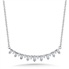 14k white gold graduating baguette diamond curved necklace