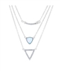 sterling silver created opal & white topaz layered necklace