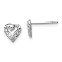 sterling silver & diamond heart post earrings