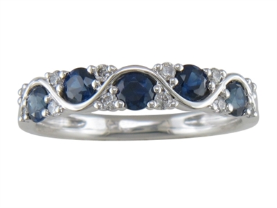 14k white gold diamond & sapphire ring