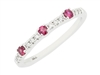 14k white gold ruby & diamond stackable band ring